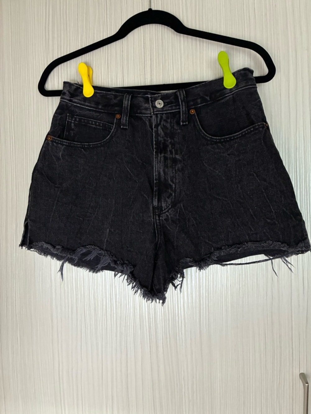 Abercrombie High-Waist Black Denim Cutoff Shorts